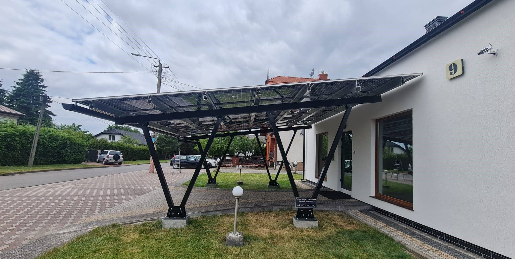 2 vietų automobilių stoginės konstrukcijos komplektas (juodos spalvos) - Image 3