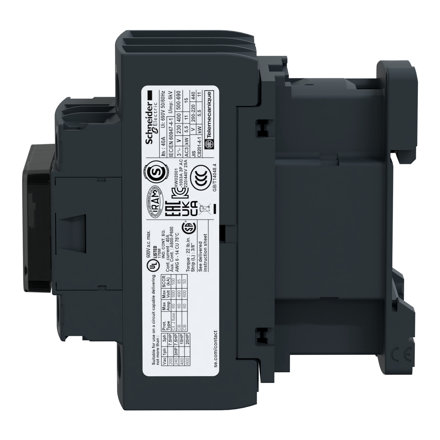 LC1-D18-P7 kontaktorius 7.5kW/18A 3polis AC3 1NA+1NU ritė 230V AC - Image 4