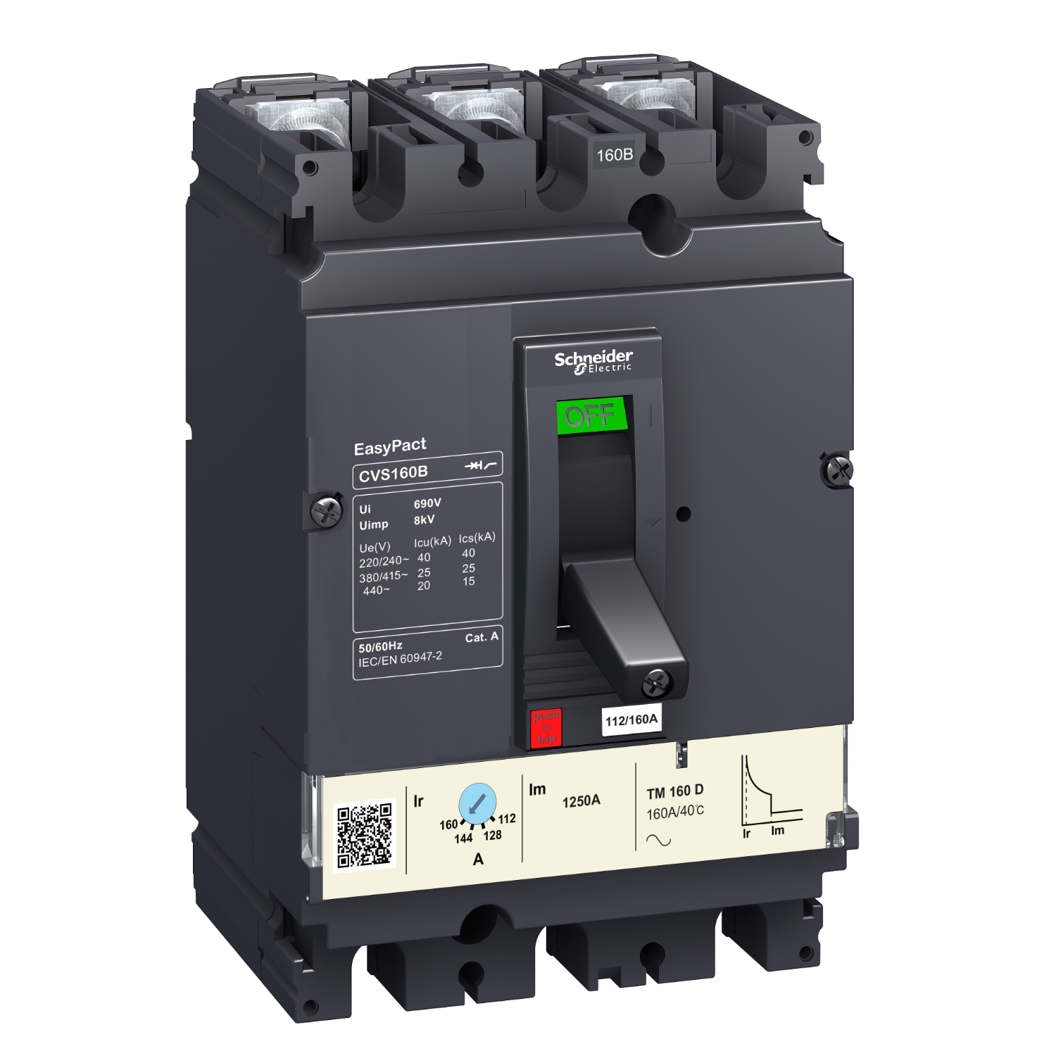 EasyPact CVS160 TM250D 3P, 3 mod. 160A kA 415V AC