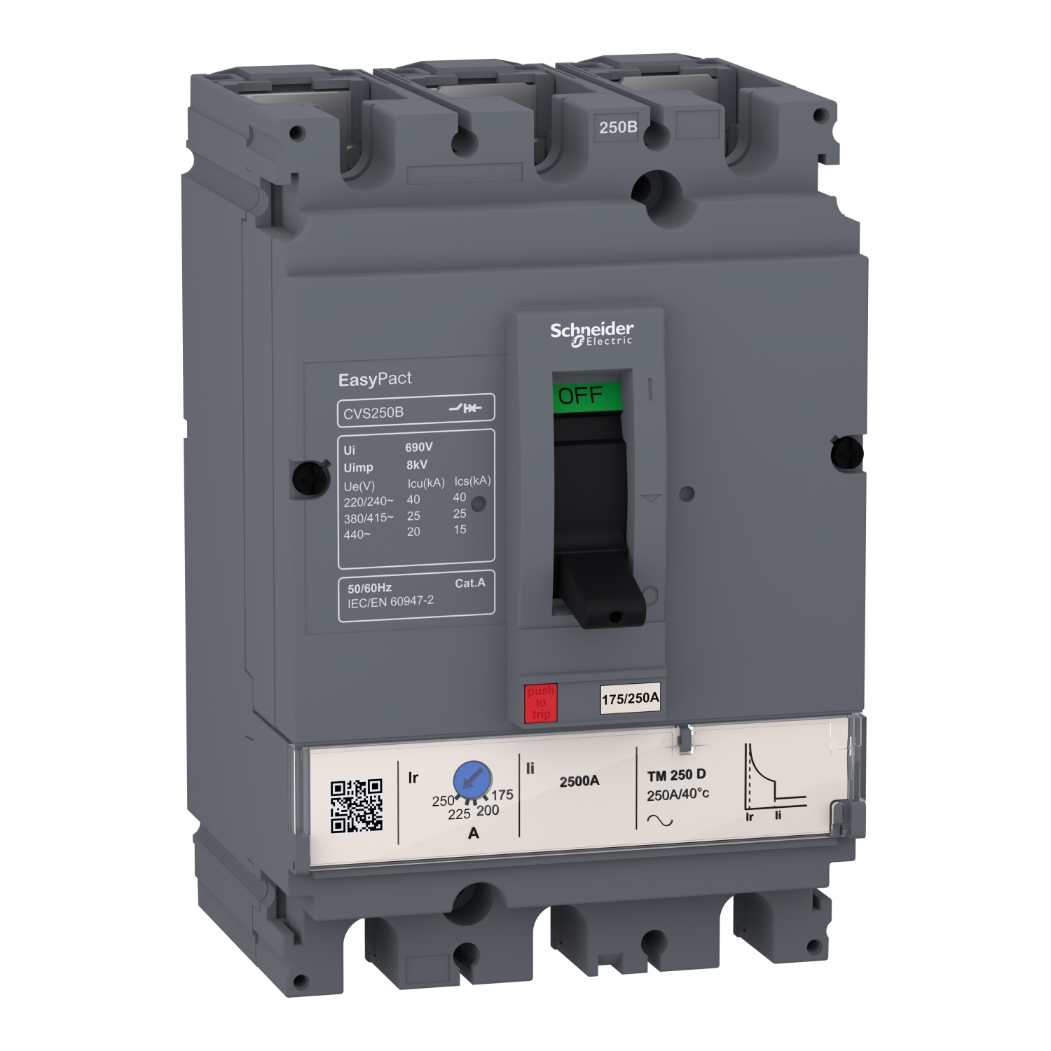EasyPact CVS125 TM250D 3P, 3 mod. 125A kA 415V AC