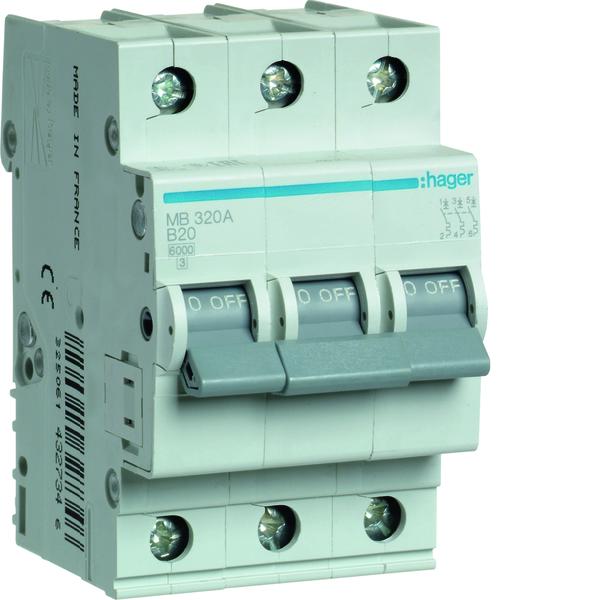 MB320A Automatinis jungiklis 3P 20A B 6kA