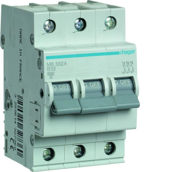 MB332A Automatinis jungiklis 3P 32A B 6kA