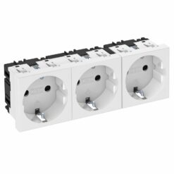Kištukinis lizdas 0°, trigubas su apsauga 250V, 10/16A Polikarbonatas baltas RAL 9010