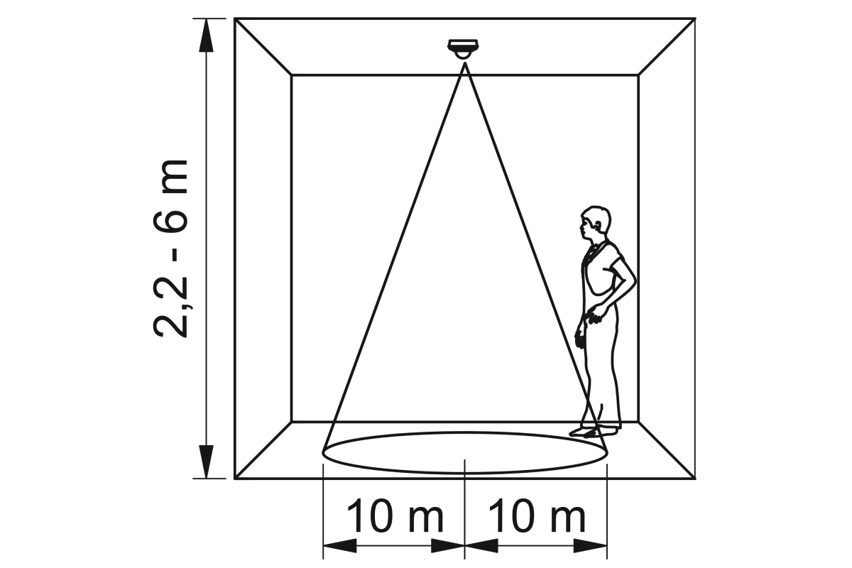 CR-19 360" 1000W judesio daviklis IP44 LED 20m universalus (v/t ir p/t) - Image 2