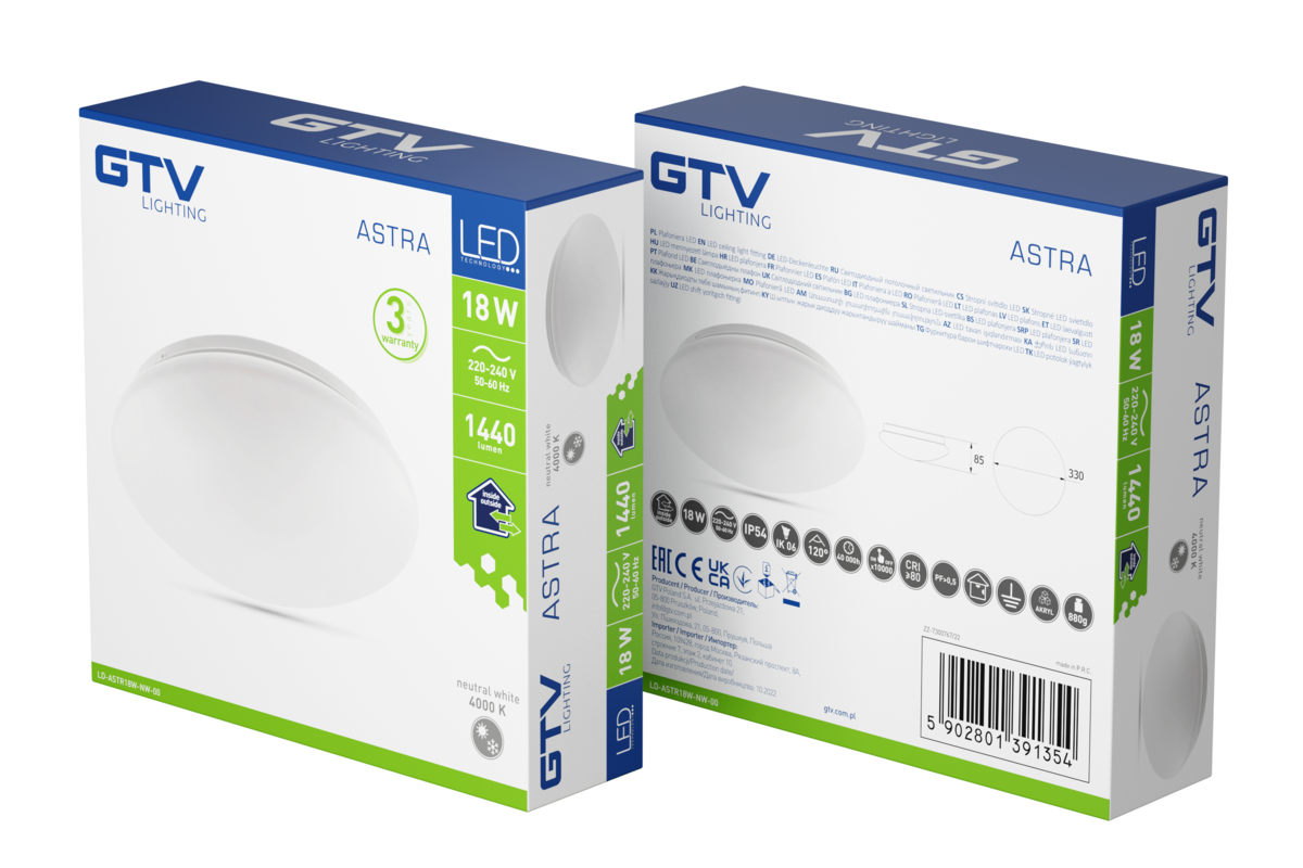 ASTRA LED 18W šviestuvas su mikrobanginiu davikliu 4000K 1440lm Ø330mm IP54, 3 metų garantija - Image 4