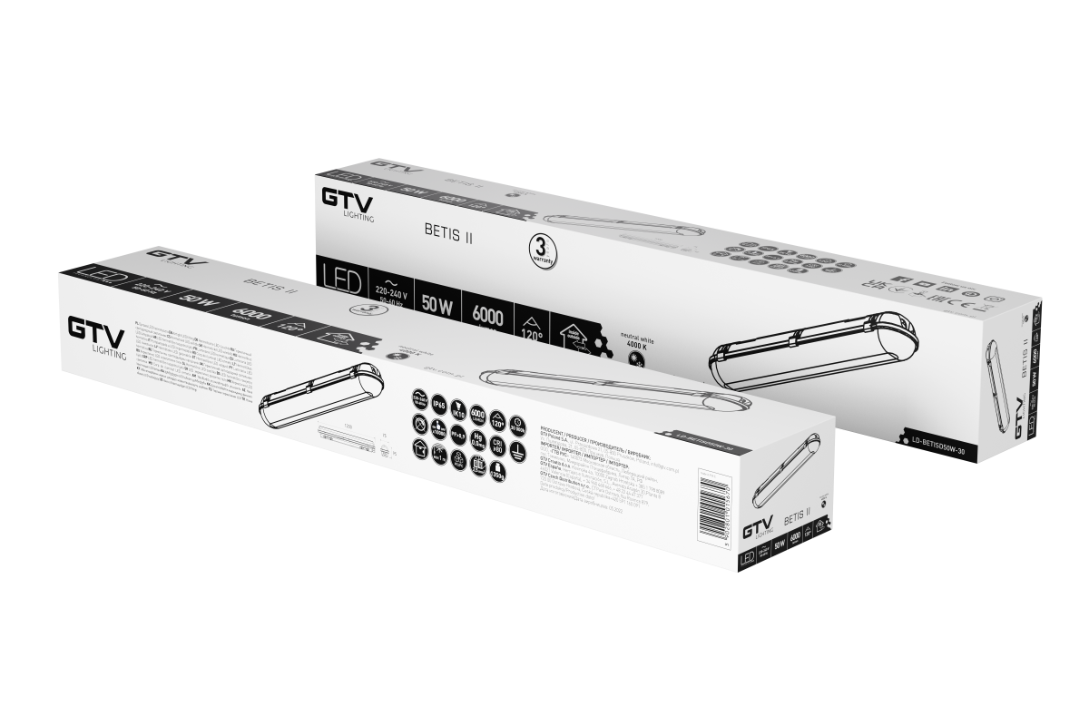 BETIS II LED Šviestuvas 50W 6000lm IP65 120* 4000K 120cm 5 metų garantija - Image 3