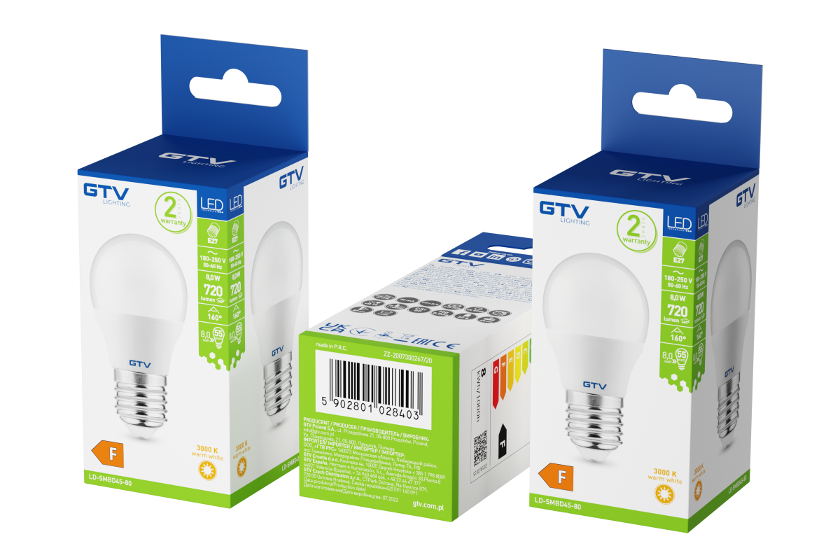 LED B45 8W E27 AC160* 3000K 700 Lm lemputė - Image 2