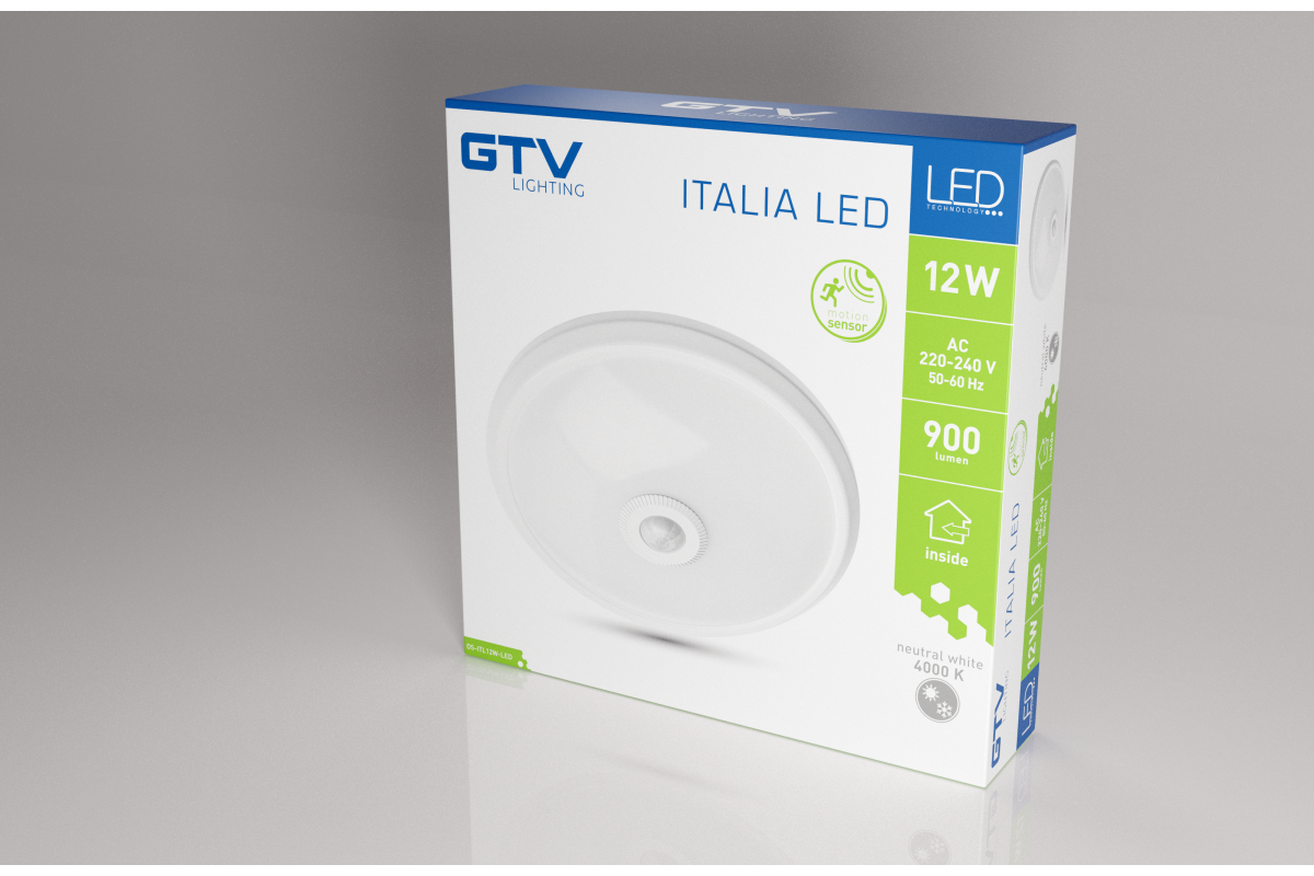 ITALIA LED 12W Apvalus šviestuvas su judesio davikliu 4000K 900Lm garantija 3 metai - Image 8