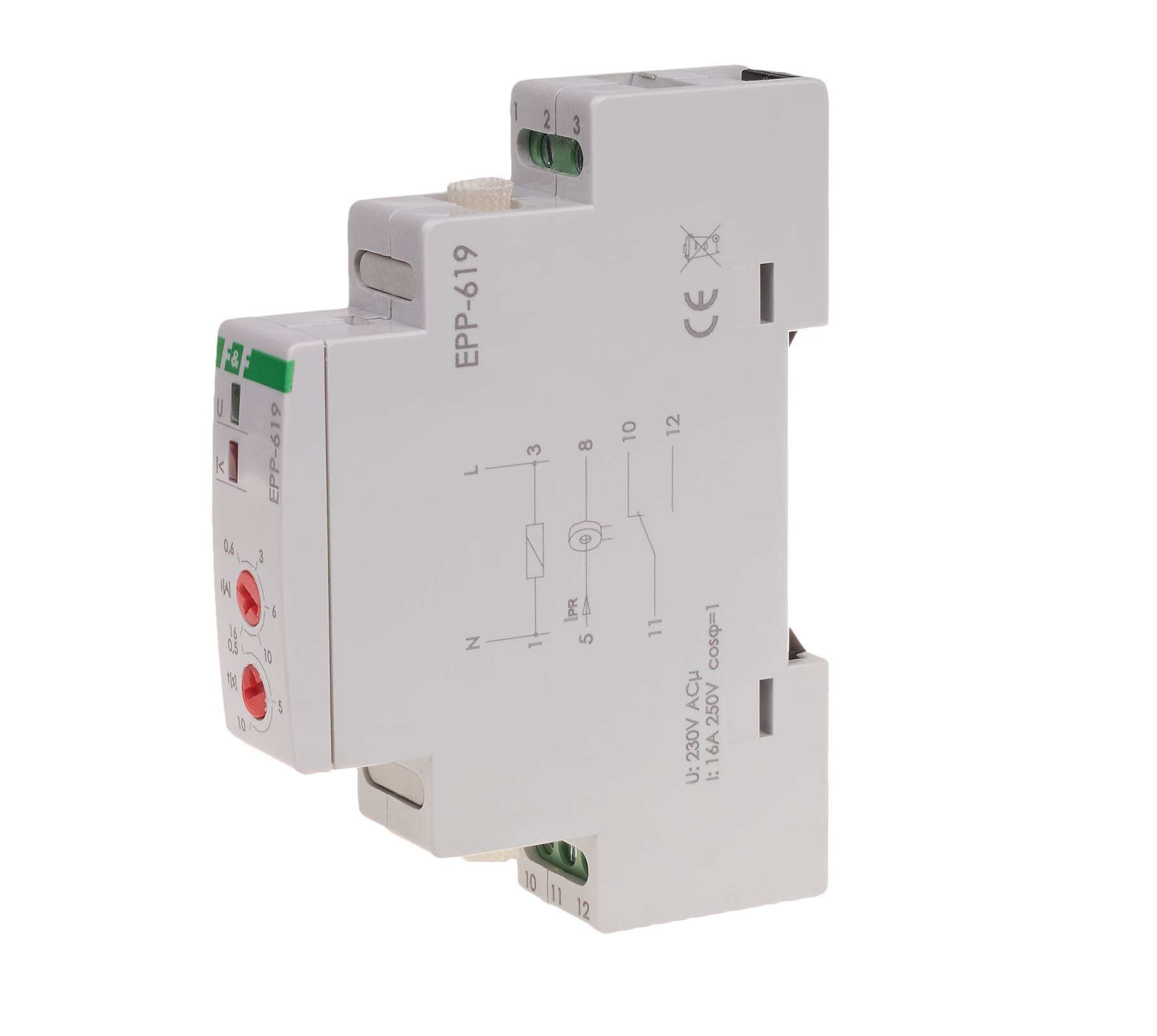 EPP-619 Srovės relė 1F 0,6-16A 230VAC