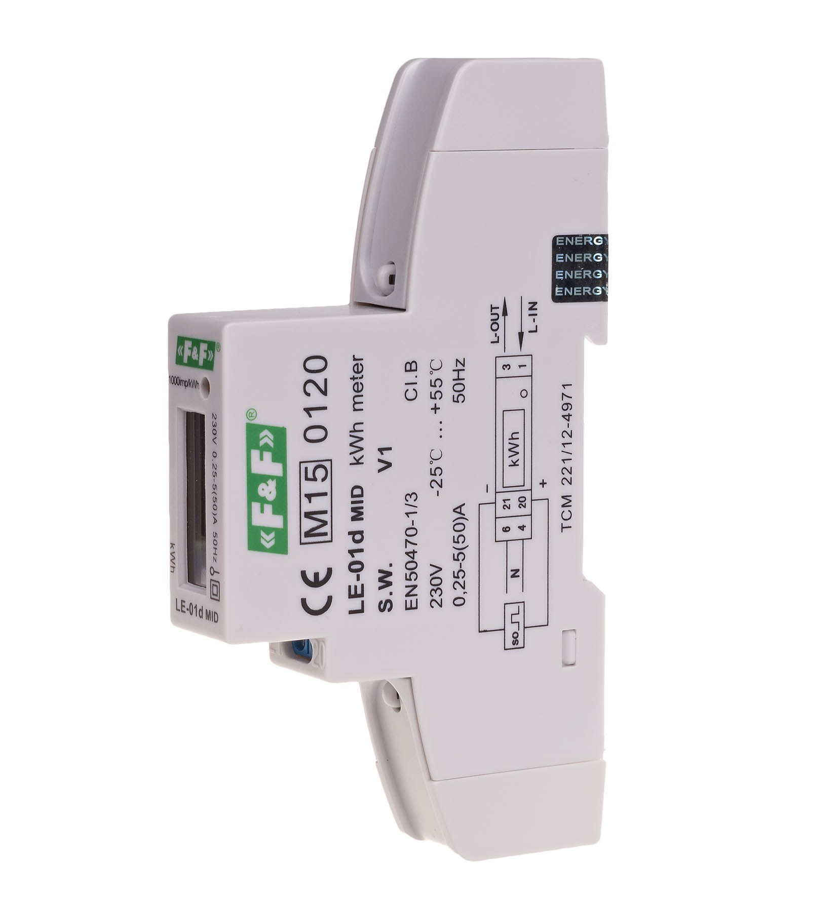LE-01D Elektros energijos skaitiklis 1F 45A 230VAC Tiesioginio jungimo 1-tarifo