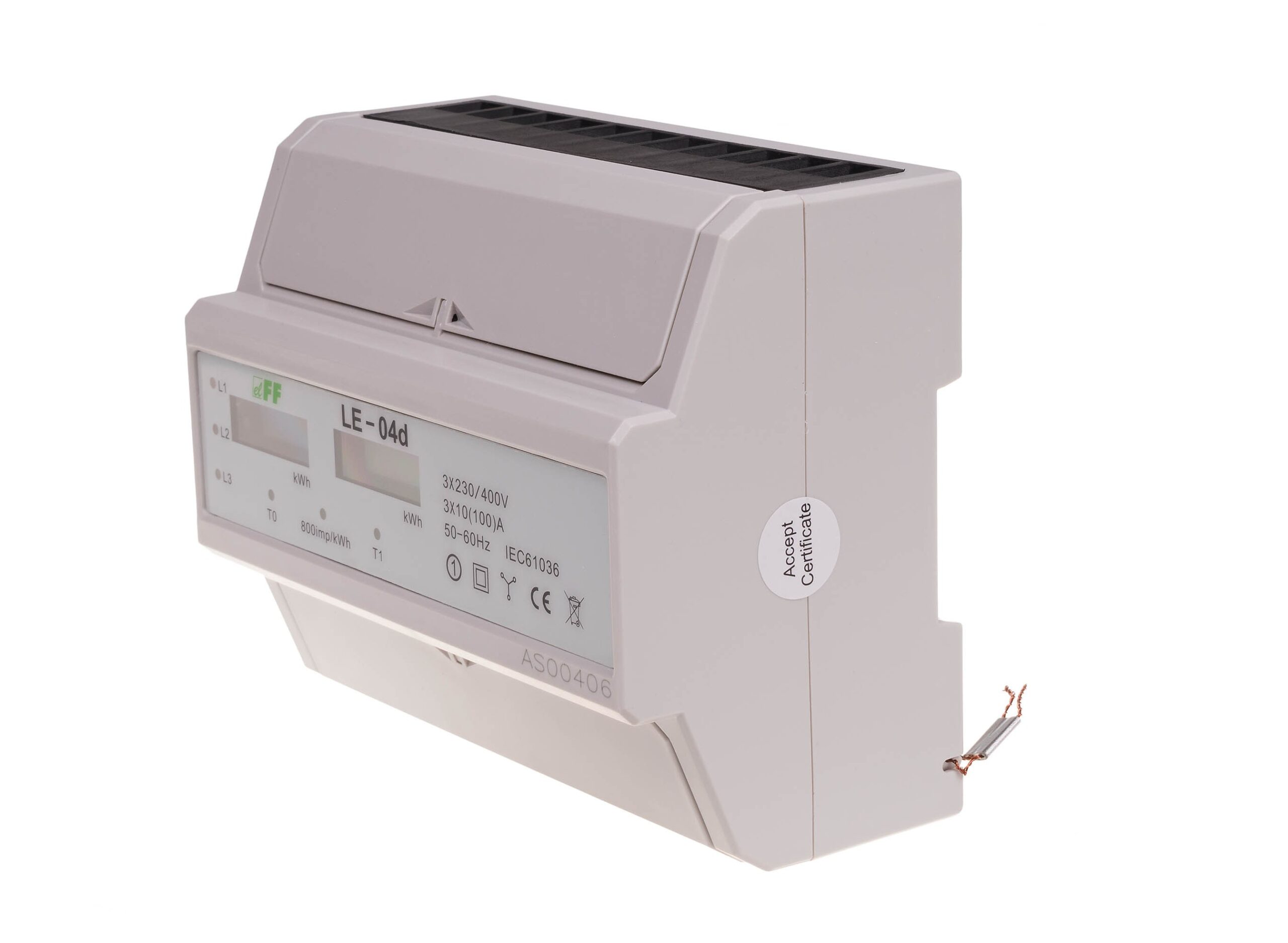 LE-04D Elektros energijos skaitiklis 3F 100A 400Vac Tiesioginis jumgimo, 2 tarifų