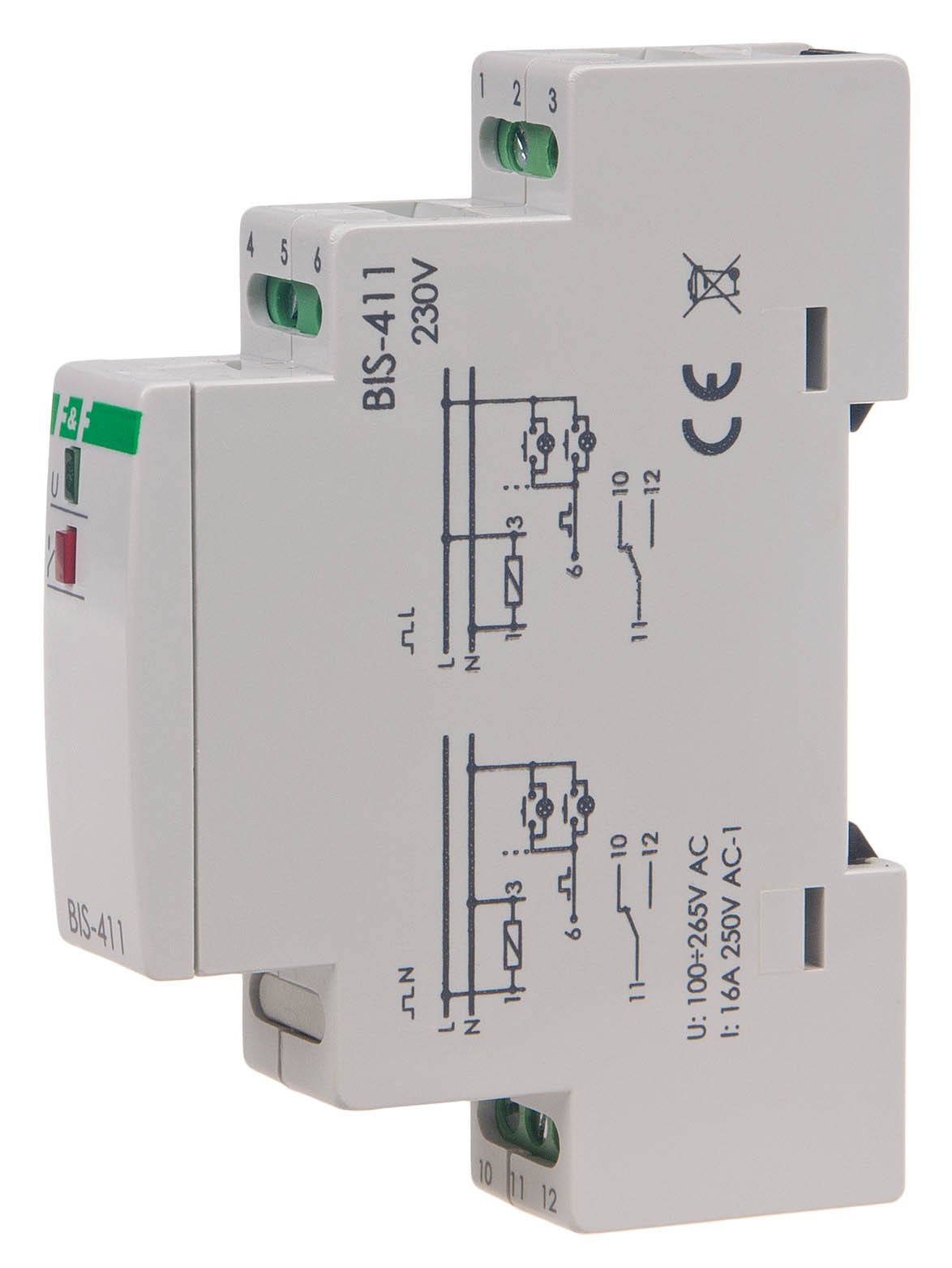 BIS-411/230V Impulsinė relė 1NO/NC 230V AC DIN