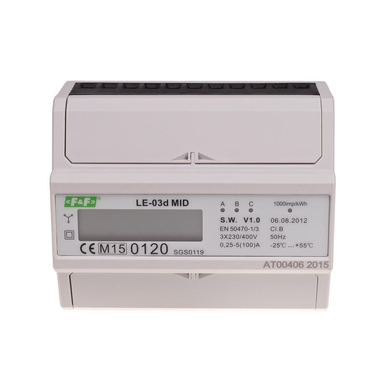 LE-03D Elektros energijos skaitiklis 3F 100A 400VAC Tiesioginio jungimo, 1 tarifo