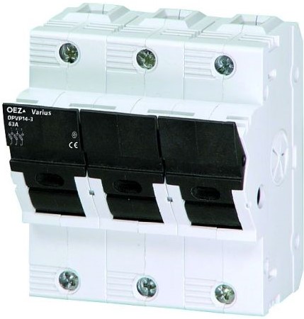 OEZ:41026 OPVP14-3 Modulinis saugiklių kirtiklių blokas 3polis 14x51mm 63A