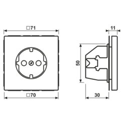 Alternative view of SCHUKO® lizdas, 16 A 250 V ~, kieto plastiko, LS serijos, juodas