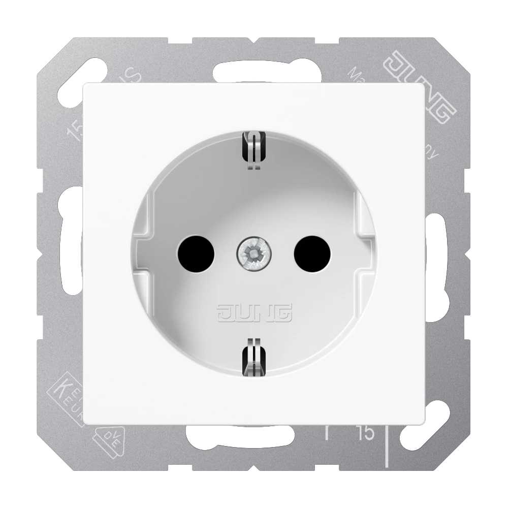 SCHUKO® lizdas, 16 A 250 V ~, kieto plastiko, AS/A serijos, baltas