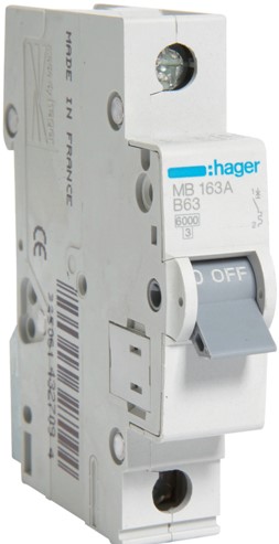 MB163A Automatinis jungiklis 1polis 63A B 6kA 230V