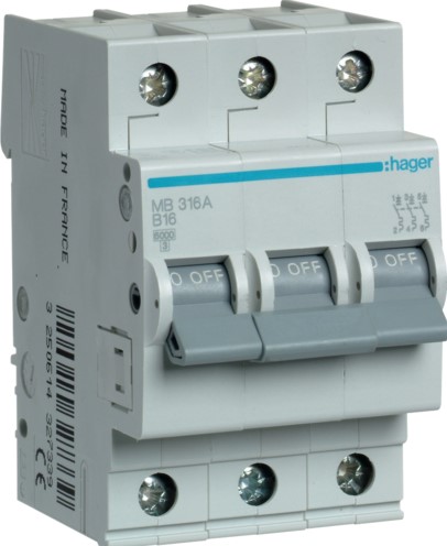 MB313A Automatinis jungiklis 3polis 13A B 6kA 400V