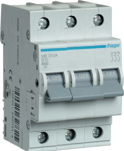 MB310A Automatinis jungiklis 3polis 10A B 6kA 400V