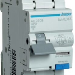 AD970B Kombinuotas automatinis jungiklis 20A 30mA 2polis C 6kA 230V