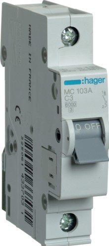 MC103A Automatinis jungiklis 1polis 3A C 6kA 230V