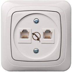 ALFA ITL-002-01 2-vietis telefoninis lizdas 2xRJ11, be rėmelio, baltas