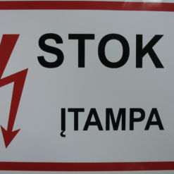 Ženklas lipdukas "STOK! ĮTAMPA" 210x280mm