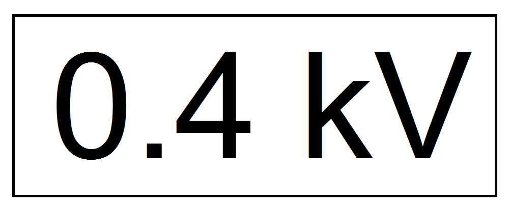 Ženklas lipdukas "0.4 kV" 70x210mm