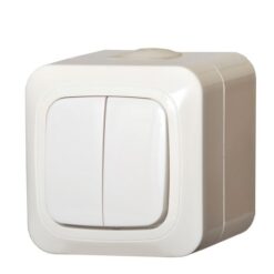 4770025861905 - PJ5.10-008.B HERMI 2-jų klavišų jungiklis virštinkinis  IP44, baltas