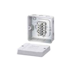 DE9325 hermetinė instaliacinė dėžutė 88x88x47mm IP55 su gnybtais, pilka