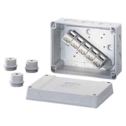 K9105 hermetinė instaliacinė dėžutė 167x125x82mm IP55/65 su gnybtais, pilka