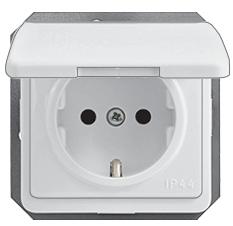 4779101110463 - ST-150 RP16-003-02 Kištuk.lizdas IP44 su įžem.ir dangteliu, be rėmelio, baltas