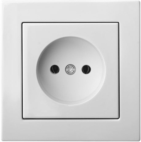 4770025964880 - IKL16-304-01.E/B EPSILON Kištukinis lizdas be įžeminimo, be rėmelio, baltos spalvos