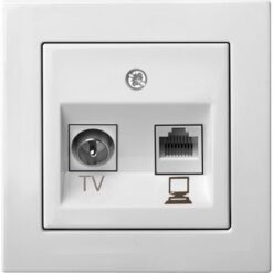4770025855249 - ITVKL-1-01.E/B EPSILON  TV ir kompiuterio lizdas RJ45 kat.6e, b/r, baltas