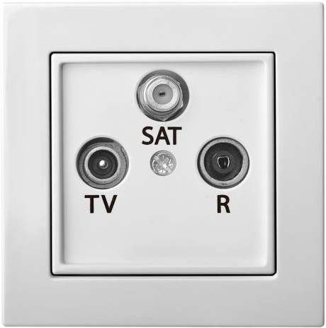 4770025869727 - IAL-3-10-01.E/B EPSILON TV/R/SAT pajungimo lizdas tarpinis (+10dB), be rėmelio, baltos spalvos