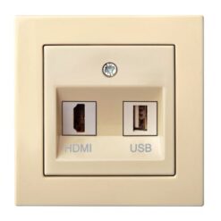 ELSILON HDMI+USB-002-01 E/S įleistinis duomenų perdavimo HDMI+USB lizdas, be rėmelio, smėlio spalvos