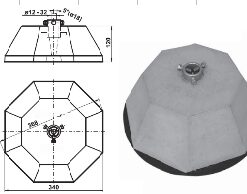 MJPB19 Betoninis pagrindas, svoris 19 kg, d-368mm, h-120mm