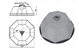 MJPB19 Betoninis pagrindas, svoris 19 kg, d-368mm, h-120mm
