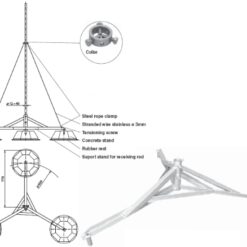 MJ546  Karštai cinkuoto plieno konstrukcija iki Rd48mm stiebo tvirtinimui ant stogo plokštumos, St/Zn, R-600mm