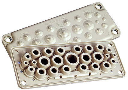 MC 25/27 Daugiavietis sandariklis IP65 RAL7035 1x26, 4x20/12/7, 12x14 (MBA1C27G11)