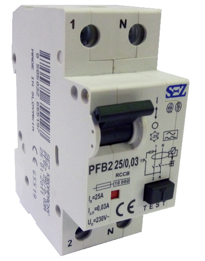 PFB2-40/0.03 srovės nuotekio jungiklis 40A 2P 30mA