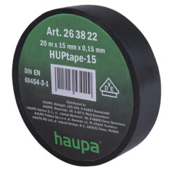 263822 PVC izoliacinė juosta 15mm/20m, juoda  (-18C)  HAUPA