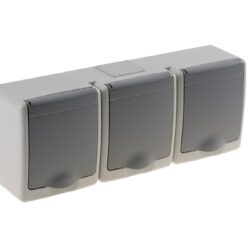 D.3615SSGGG/1 BETA1 Kištukinis lizdas 3-vietis SCHUKO, virštinkinis, IP44, pilkas korpusas, pilkas dangtelis