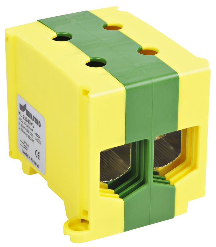 KL2x240PE gnybtas 35-240mm2 Al/Cu 800A 800V geltonas/žalias KATKO