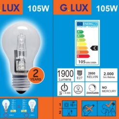 A55 E27 105W ECO halogeninė lemputė skaidri