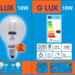 G45 E14 18W ECO halogeninė lemputė skaidri