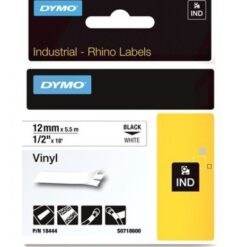 18444 Dymo Rhino juostelė 12mm/5,5m  juoda ant baltos vinilinė