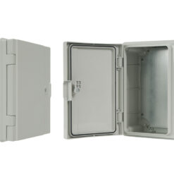 C.1600UV Plastikinė dėžė atspari UV 300x210x130mm IP65 su montavimo plokšte, pilkos durelės