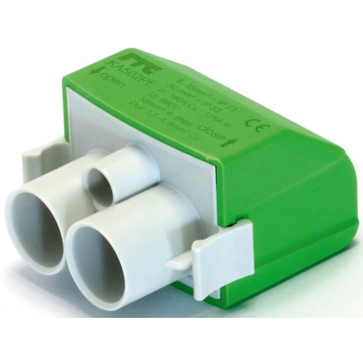 KA502PE Paskirstymo gnybtas (stulpinis) 2x6-50mm², 1x1,5-10mm² žalias