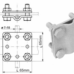 MJ119 Cinkuota (karštas) jungtis kryžminiam pajungimui, juostos iki 40mm ir Ø7-10mm vielos (dvi plokštelės). Pajungimui grunte St/Zn.